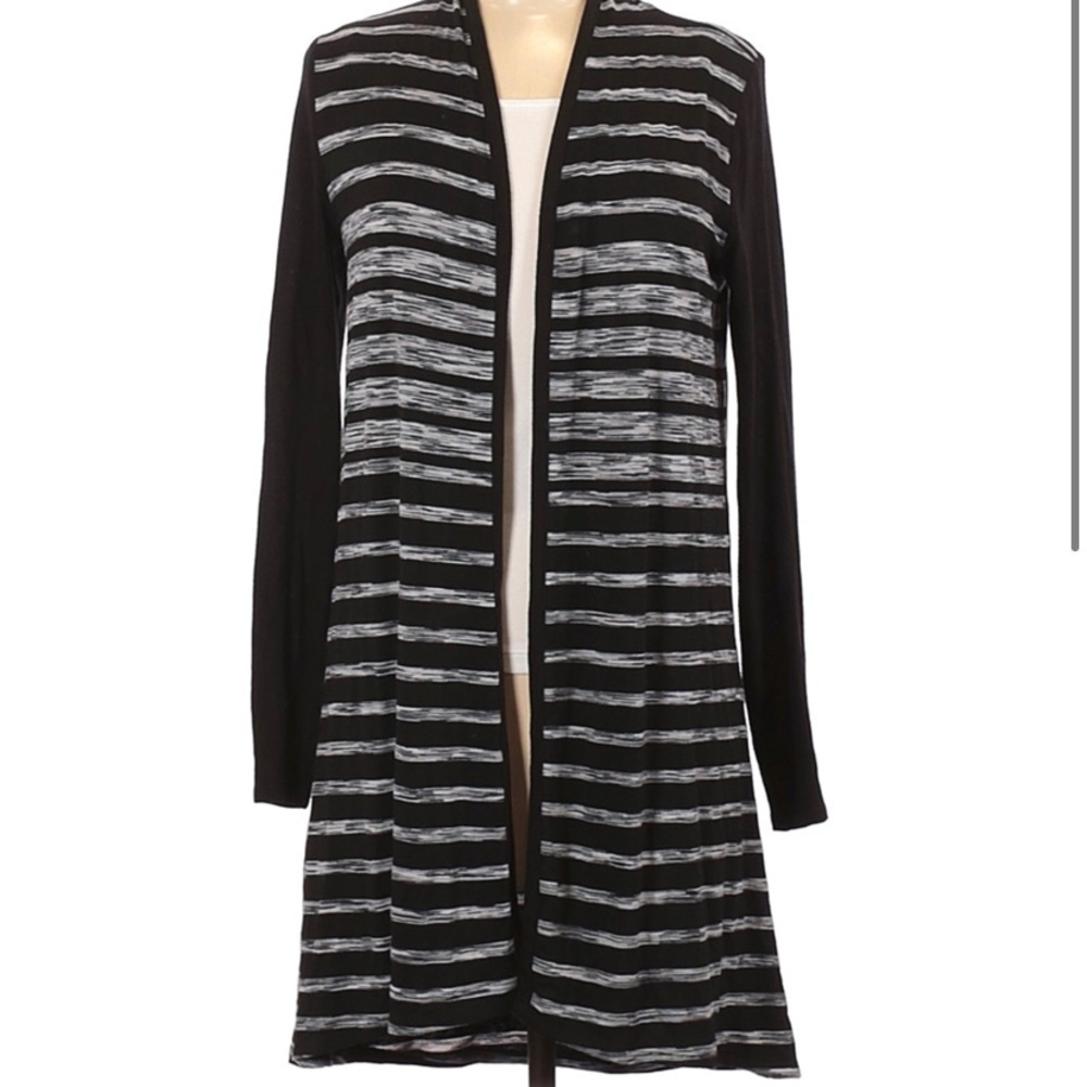 Three Dots Black Gray Spacedye Long Duster Lightweight Cardigan Size 1X